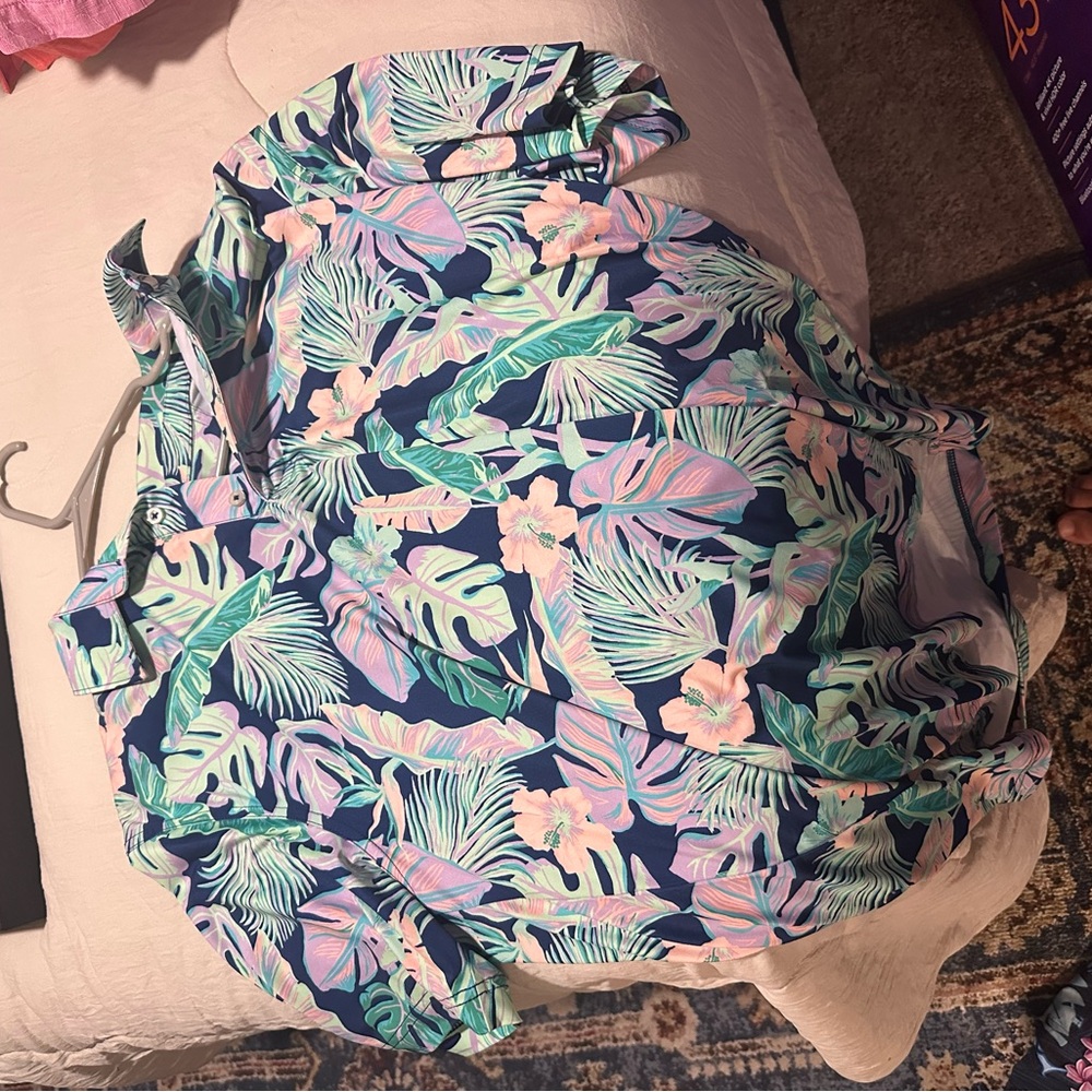 Tropical Print men’s polo Shirt